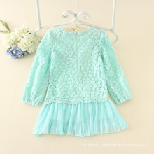 casual mint baby girls lace dress full sleeve children soft plicated skirts girls lovely clothes wholesale autumn garments
